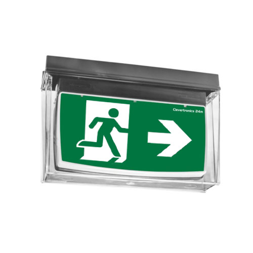IP66/67 Weatherproof Exit, Surface Mount, L10 Nanophosphate, Zoneworks XT Hive, All Pictograms, Single or Double Sided, Black